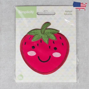 Happy Strawberry-Baby Safe Simplicity Embroidered Iron On Patches Soft Fabric - Picture 1 of 2