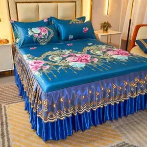 2/3 Pcs Bedding Set Lace Bedspread Bed Skirt Pillowcases Queen King Size - Picture 1 of 25