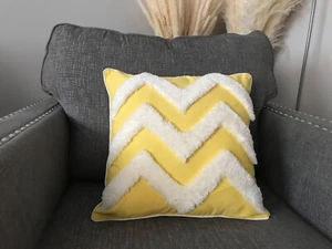 Pillow Cover 18"/18" Sofa Bed Yellow Case Embroidery Pillow Cushion Home Decor - Picture 1 of 6