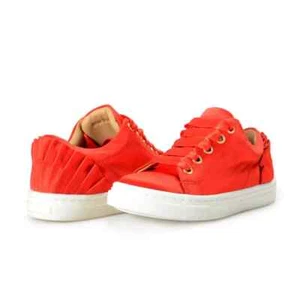 Sneakers Charlotte Olympia Girls True Red Satin Leather Fashion Shoes - Picture 1 of 8