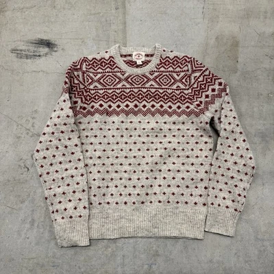 Brooks Brothers Wool Fair Isle Sweater Red Fleece Men’s Medium Gray Red - Image 1 of 4