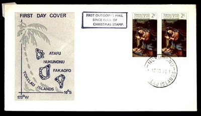 Mayfairstamps Tokelau Islands 1970 Navidad Doble franco Primer Día Cubierta aau_5677 Foto 1 de 2
