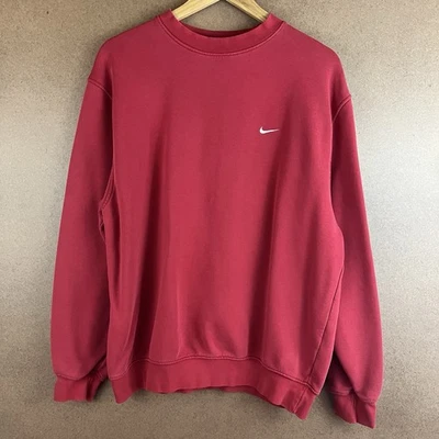 VTG Y2K Faded Nike Small Swoosh Check Red Crewneck Sweatshirt Medium - image 1 of 4
