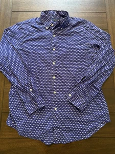 Ralph Lauren Shirt Mens Medium Blue Geometric Print Button Down Long Sleeve - Picture 1 of 6