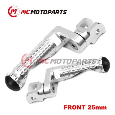 Para Harley Davidson Fatboy Lo 10-17 MPRO 25mm Reducción PLATA Pies de Piloto Foto 1 de 4