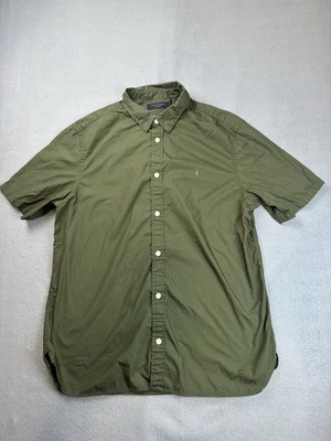 Camisa All Saints Abotonada Para Hombres XXL Riviera Verde Ram Calavera Logo Manga Corta Foto 1 de 4