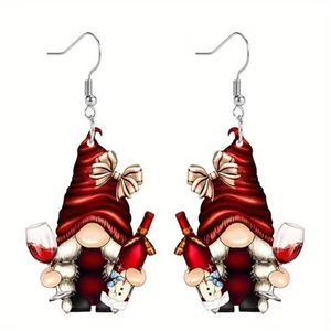 2 4 Pair Wooden Christmas Earrings Christmas Tree Earrings Santa Earrings Dwarf - Picture 1 of 3