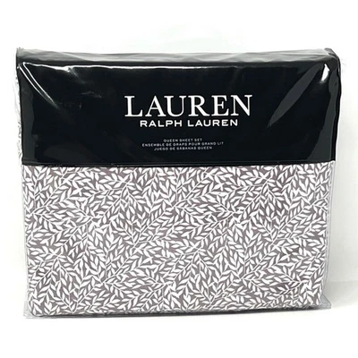 Комплект простыней Ralph Lauren Spencer Leaf Sateen QUEEN темно-лавандовый фиолетовый 4 шт. Новый нераспакованный - Изображение 1 из 4