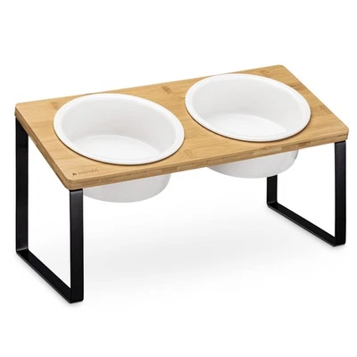 Dog Bowls with Stand - Large Double Stoneware Food Bowl Set for Dogs with Ele... - Image 1 of 4