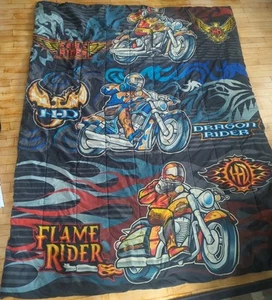 RARE Harley Davidson Full Size Comforter Dragon/Flame/Eagle Rider, 63x81 HDMC - Picture 1 of 6