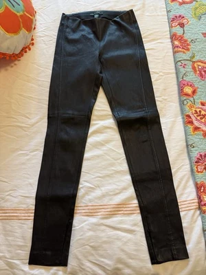 PANTALÓN PANTALÓN LAUREN SKINNY de cuero de oveja negro verde etiqueta TALLA 0 Foto 1 de 3