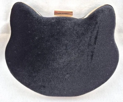 Bolso sin asas de hombro bandolera cabeza de gato de terciopelo negro - Charlotte Russe Foto 1 de 3