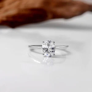 Oval Engagement 925 Silver CZ Diamond Solitaire ring Wedding & Anniversary Ring - Picture 1 of 5