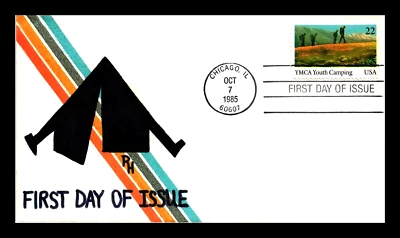 2160 22c Stamps (1985) THE YMCA YOUTH CAMPING FDC HD/HP BY RONALD A. HULS - Image 1 of 2