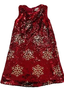 Cat & Jack Girls Reversible Red Sequin Snowflake Christmas Dress Size XS (4/5) - Picture 1 of 3