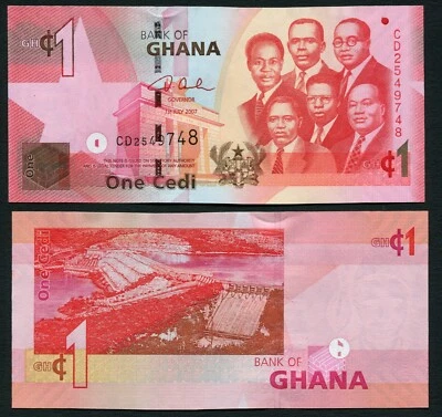 Ghana 1 cedi 2007.07.01. Kwame Nkrumah & Leader Group P37a UNC - Image 1 of 4