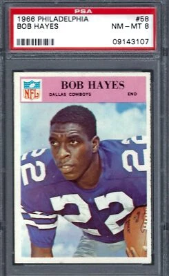 1966 Philadelphia FB #058 PSA 8 Bob Hayes Cowboys 58 Nice! - Image 1 of 2