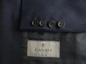 Canali Suit 48C/38S W32 Blue Gray Plaid Great Condition Italy Green - Picture 1 of 13