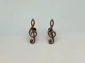 Pendientes Kim vintage de cobre con hendidura nota musical tornillo trasero - Imagen 1 de 6