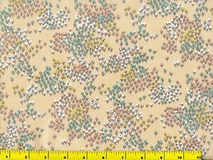 Tiny White Pink & Aqua Flowers on Very Lt Orange Quilting Fabric by Yard  #832 - Picture 1 of 1
