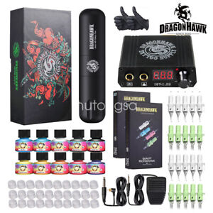 Dragonhawk Tattoo Kit Cartridge Needle Rotary Motor Pen Machine Ink Power Supply