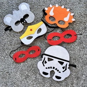 Juego de 6 Máscaras de Fieltro para Ojos Disfraz Koala Dino Storm Trooper Maravilla Mujeres Niños 6" - Imagen 1 de 2