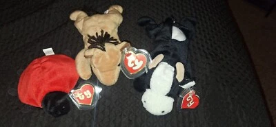  Etiquetas raras de 2ª 3ª geração Beanie Babies 1ª geração em todas as 3.  - Imagem 1 de 4