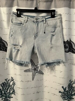 VERVET by Flying Monkey High Rise Distressed Hem A-Line Shorts - Image 1 of 4