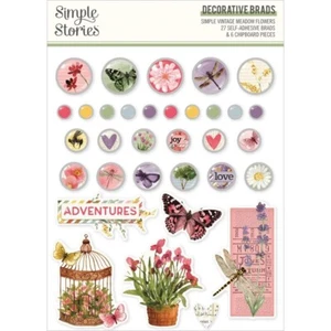Historias simples ~ FLORES DE PRADO VINTAGE SIMPLES ~ Brads - Imagen 1 de 1