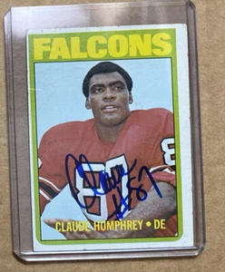 1972 Topps Claude Humphrey #75 Autographed Card Atlanta Falcons - Bild 1 von 2