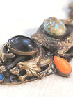Antique Vintage Made In Czechoslovakia “owl” & Dragon Brass Glass Bead Necklace