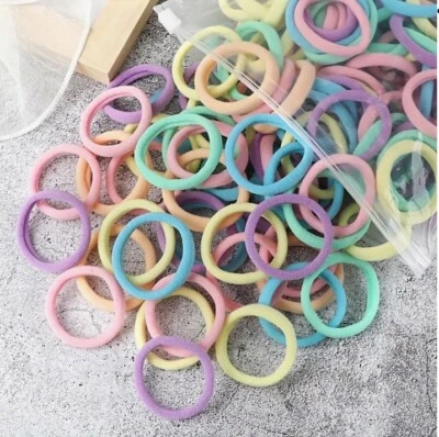 50 bandas elásticas para lazos de cabello grandes de colores pastel mezclados para mujeres niñas Foto 1 de 4