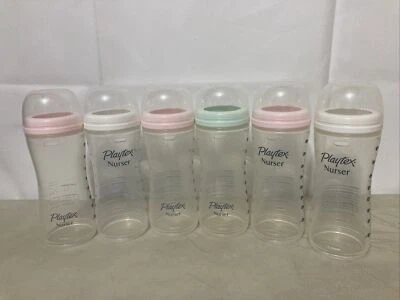 Botellas de colección Playtex para enfermera niñas rosa verde blanco sin pezones 8 OZ Foto 1 de 4