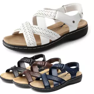 Women  Arch Support Sandals Comfortable Open Toe Dress Flats Walking Sandals - Picture 1 of 50