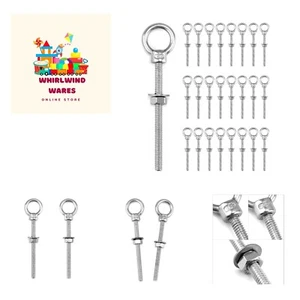 Eye Bolt, 25 Pack 1/4"x3" Stainless Steel Marine Grade Threaded Eyebolts, Lif... - Picture 1 of 9