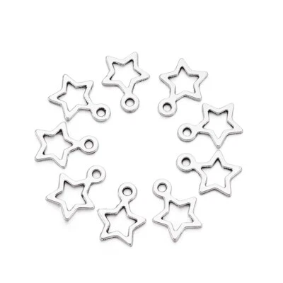 Colgantes de plata tibetana con dijes de estrella de plata antiguos sin níquel sin plomo 50 piezas Foto 1 de 4