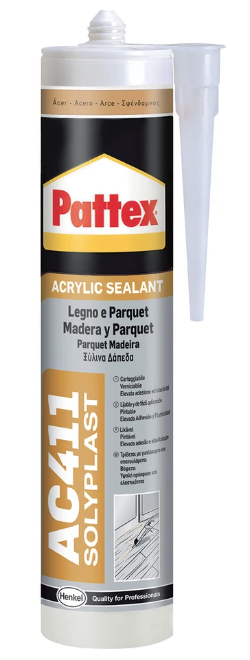 PATTEX AC411 SILICONE SIGILLANTE ACRILICO LEGNO PARQUET VERNICIABILE 300ML - Immagine 1 di 1
