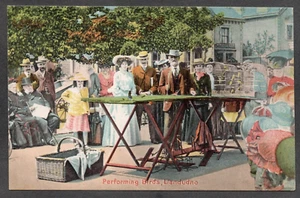 Postcard Llandudno Conwy Wales street performer busker Performing Birds - Picture 1 of 2
