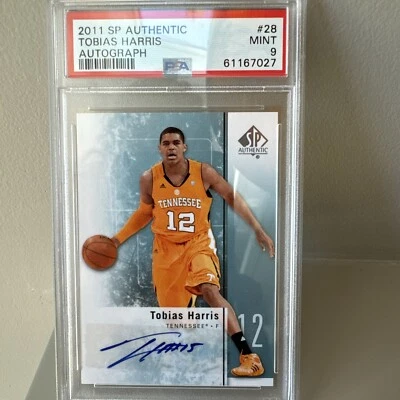 2011 - 12 SP Authentic Autographs #28 Tobias Harris PSA 9 Rookie Card RC - Image 1 of 2