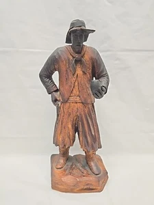 ANTIQUE HAND CARVED WOOD WESTERN COWBOY FIGURINE  STATUE 11 Inch  - Picture 1 of 24