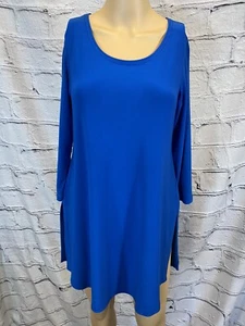 SYMPLI made in Canada royal blue tunic dress round neck side slits size 4 NWOT - Picture 1 of 7