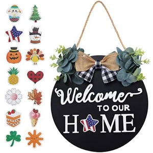 Seasonal Interchangeable Welcome Sign for Front Door Decor Welcome to Our Hom... - Picture 1 of 8