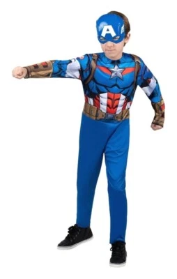 Marvel Capitán América 2 piezas Disfraz de Halloween para niño Mono y máscara: 4-7 - 12-14 Foto 1 de 4