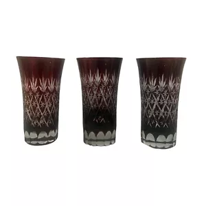 Juego de 3 Tozai Hogar Rubí Jugo Rojo Vidrio Entrecruzado/Patrón de Estrellas 4 1/8" de Alto - Imagen 1 de 7