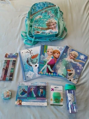 Paquete Mochila Frozen Back To School, Fiambrera Cuadernos, Lápices y Más. Nuevo Foto 1 de 4