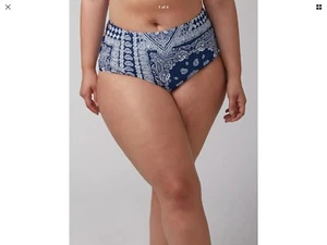 Lane Bryant Bandana Blue Strappy Side Laceup Swim Briefs Bottoms Size 26 NWOT - Picture 1 of 6