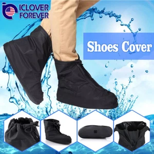 Reusable Rain Shoe Covers Bike Waterproof Zipper Overshoes Boots Gear Anti-Slip - Picture 1 of 11