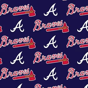 BTHY MLB Braves A Logo blau Baumwollstoff Meterware Major League Baseball - Bild 1 von 2