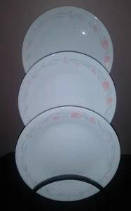 3 Corelle Corning St CLAIRE Vintage Peach Gray Tulip Pattern Bread/Dessert Plate - Picture 1 of 6