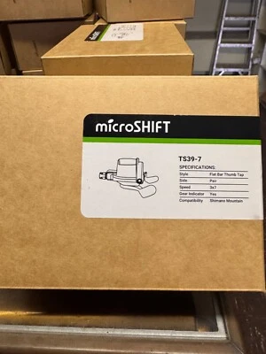 microSHIFT TS39-7 FLAT BAR THUMB TAP SET 3X7 COMPATIBILITY SHIMANO MOUNTAIN MTB - Image 1 of 3